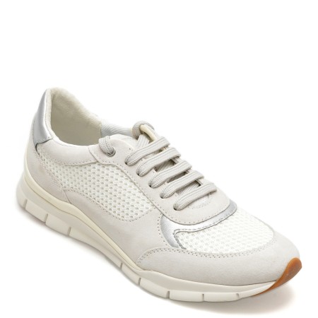Pantofi sport GEOX albi, D35F2A, din piele intoarsa, femei