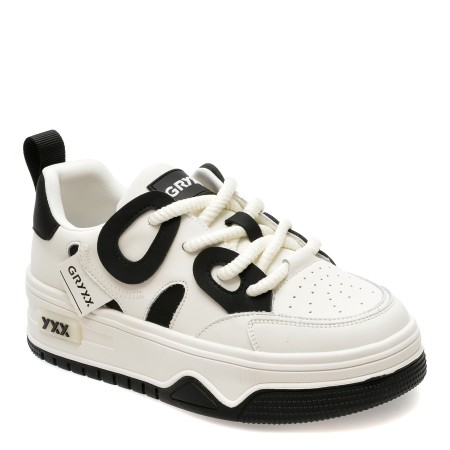 Pantofi sport GRYXX alb-negru, 23599, din piele naturala, femei