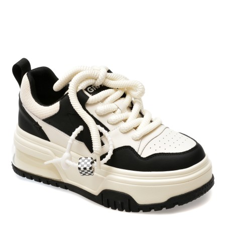 Pantofi sport GRYXX alb-negru, 2822, din piele naturala, femei
