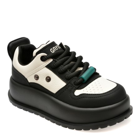 Pantofi sport GRYXX alb-negru, 3A7117, din piele naturala, femei