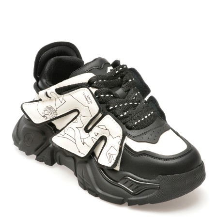Pantofi sport GRYXX alb-negru, 8851, din piele naturala, femei
