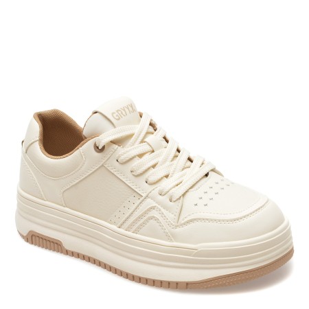 Pantofi sport GRYXX albi, 3A529, din piele naturala, femei