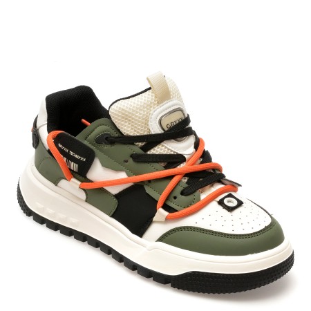 Pantofi sport GRYXX albi, LM2001, din piele ecologica, barbati