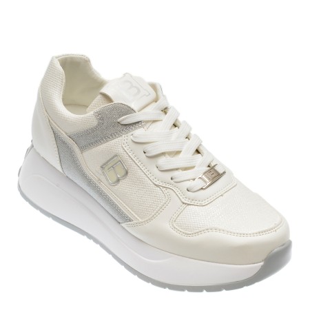 Pantofi sport LAURA BIAGIOTTI albi, 8412, din material textil, femei
