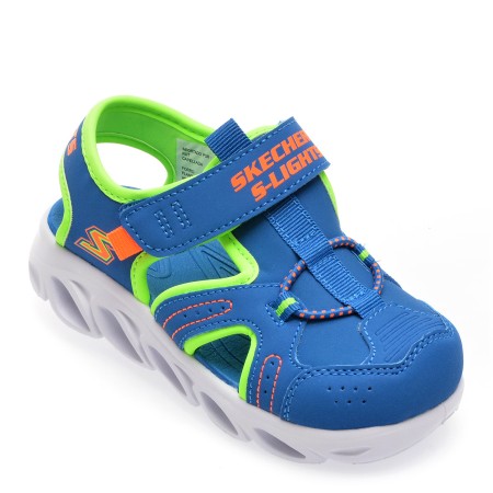 Pantofi sport SKECHERS albastri, 401680N, din piele ecologica, baieti