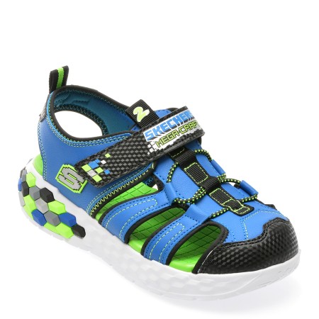 Pantofi sport SKECHERS albastri, 402213L, din piele ecologica, baieti