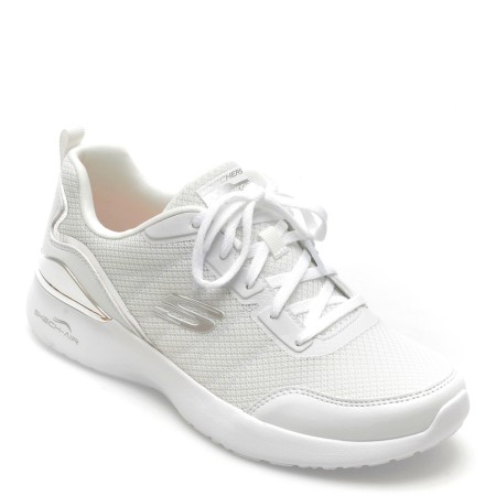 Pantofi sport SKECHERS albi, SKECH-AIR DYNAMIGHT, din material textil, femei
