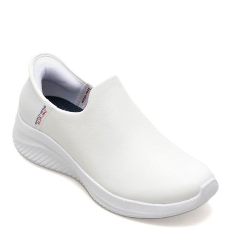 Pantofi sport SKECHERS albi, ULTRA FLEX 3.0, din piele naturala, femei