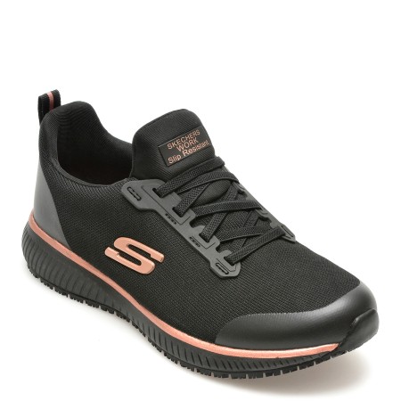 Pantofi sport SKECHERS negri, SQUAD SR, din material textil, femei
