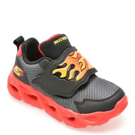 Pantofi sport SKECHERS negri, THERMO-FLASH, din piele ecologica, baieti