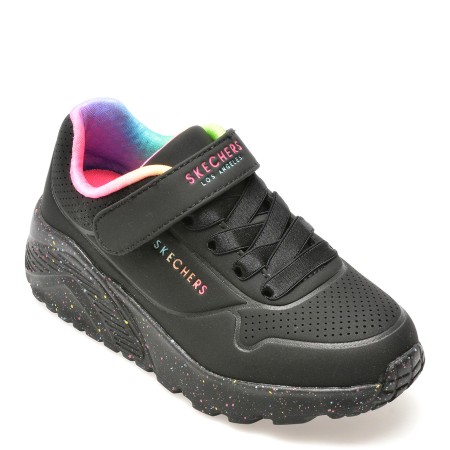 Pantofi sport SKECHERS negri, UNO LITE, din piele ecologica, fetite