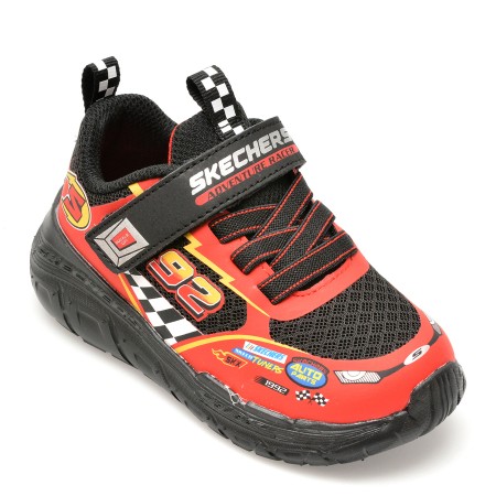 Pantofi sport SKECHERS rosii, SKECH TRACKS, din piele ecologica, baieti