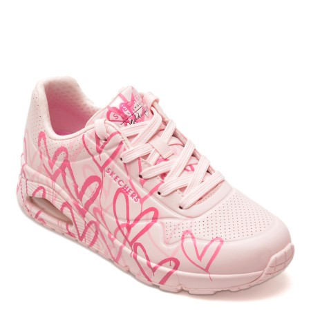 Pantofi sport SKECHERS roz, UNO, din piele ecologica, femei