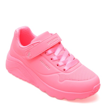 Pantofi sport SKECHERS roz, UNO LITE, din piele ecologica, fetite