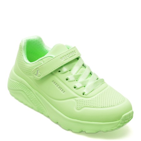 Pantofi sport SKECHERS verzi, UNO LITE, din piele ecologica, fetite
