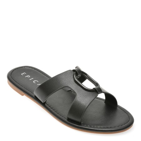 Papuci casual EPICA negri, 110706, din piele ecologica, femei