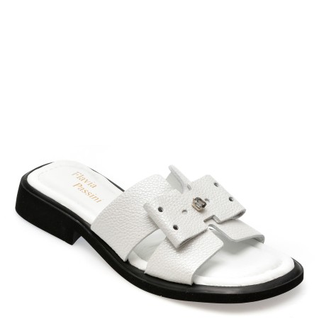 Papuci casual FLAVIA PASSINI albi, 3042068, din piele naturala, femei
