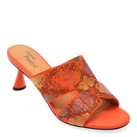 Papuci casual FLAVIA PASSINI portocalii, 1296, din piele intoarsa, femei