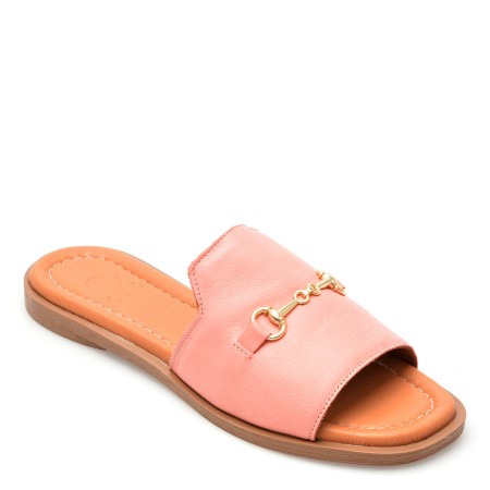Papuci casual OZIYS roz, MTT2024, din piele naturala, femei