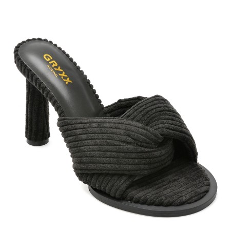 Papuci GRYXX negri, 6955, din material textil, femei
