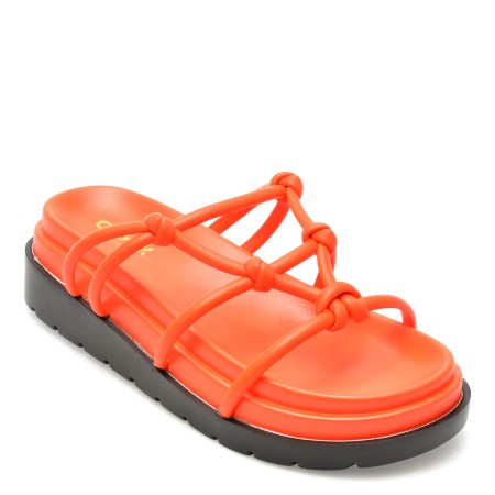 Papuci GRYXX portocalii, 8186, din piele ecologica, femei