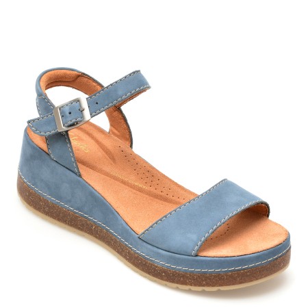 Sandale casual CLARKS albastre, KASSANDA LILY, din nabuc, femei