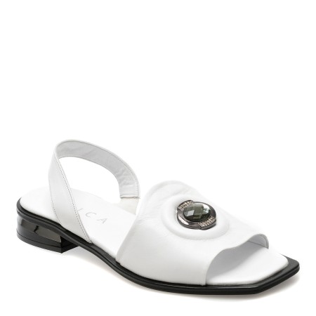 Sandale casual EPICA albe, 37217, din piele naturala, femei