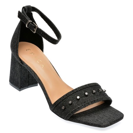 Sandale casual EPICA negre, 110739, din material textil, femei