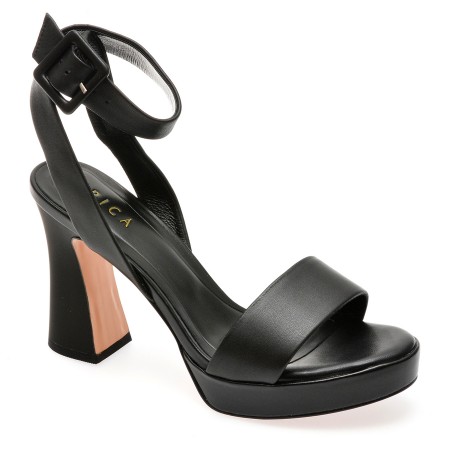 Sandale casual EPICA negre, W452, din piele naturala, femei