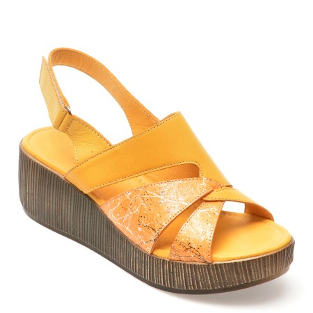 Sandale casual FLAVIA PASSINI galbene, SD17, din piele naturala, femei