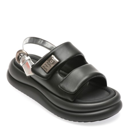 Sandale casual GRYXX negre, S006, din piele ecologica, femei