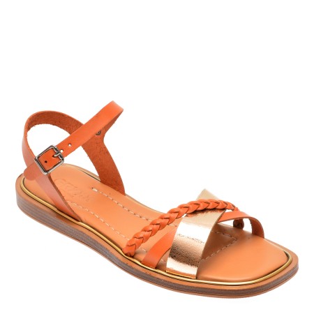 Sandale casual GRYXX portocalii, 11507, din piele naturala, femei