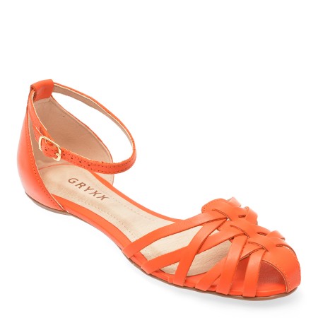 Sandale casual GRYXX portocalii, 358602, din piele naturala, femei