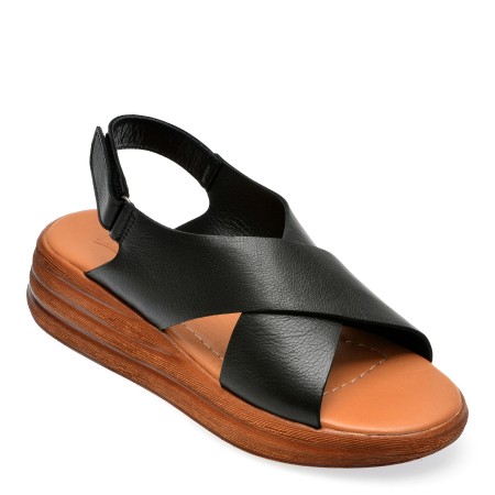 Sandale casual IMAGE negre, 4904, din piele naturala, femei