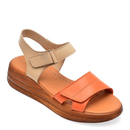 Sandale casual IMAGE portocalii, 4902, din piele naturala, femei