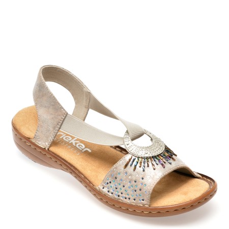 Sandale casual RIEKER argintii, 60880, din piele ecologica, femei