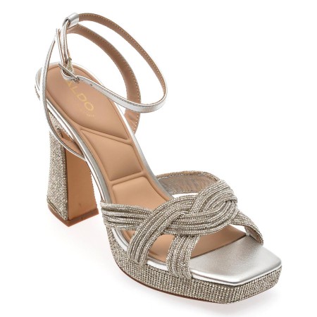 Sandale elegante ALDO argintii, 13578783, din piele ecologica, femei
