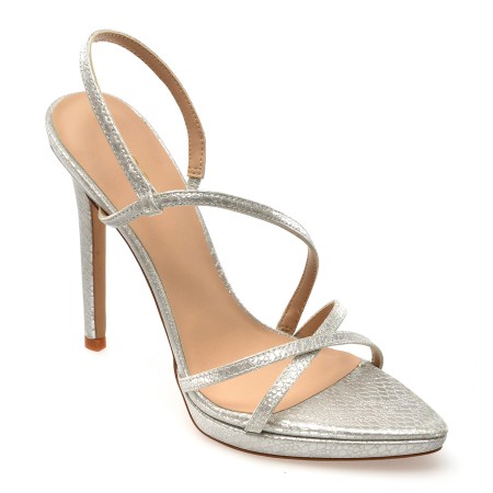 Sandale elegante ALDO argintii, 13578831, din piele ecologica, femei