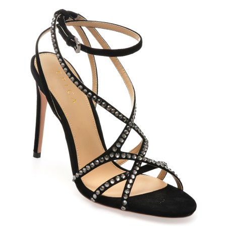 Sandale elegante EPICA negre, 972873, din piele intoarsa, femei