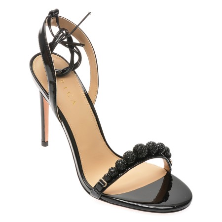 Sandale elegante EPICA negre, 972886, din piele naturala lacuita, femei