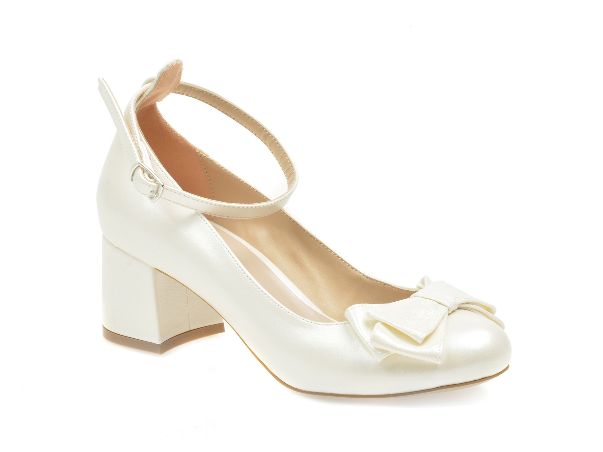 Pantofi EPICA albi pentru mireasa, 4576013, din piele ecologica