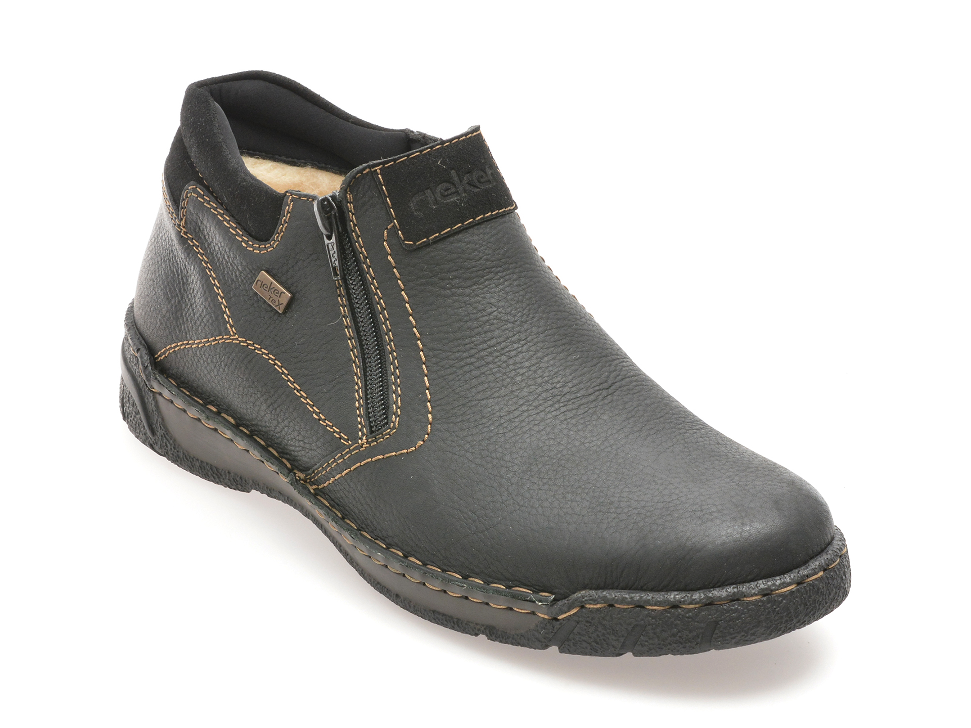 Ghete casual RIEKER negre, B0392, din piele naturala