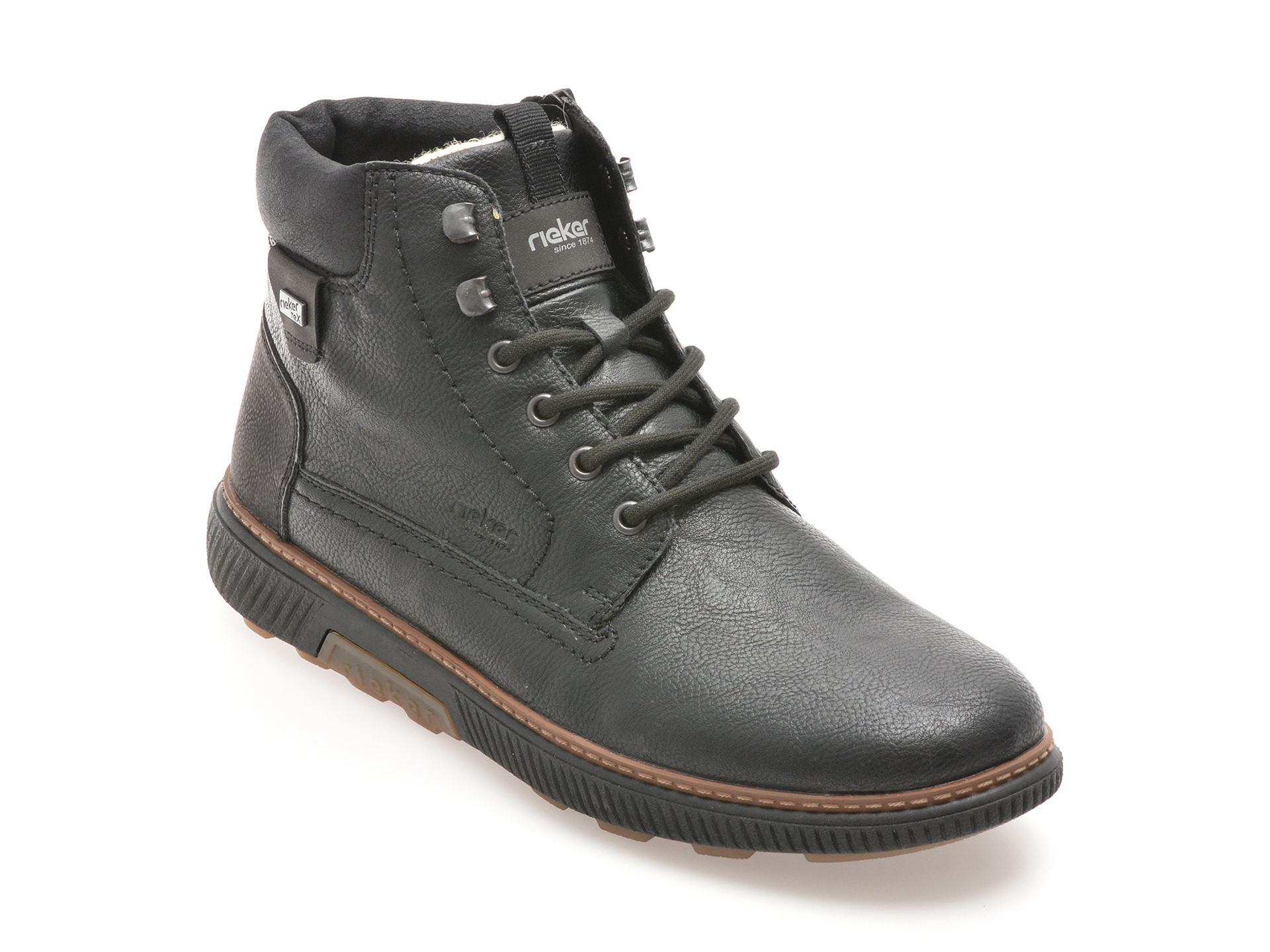 Ghete casual RIEKER negre, B3342, din piele ecologica