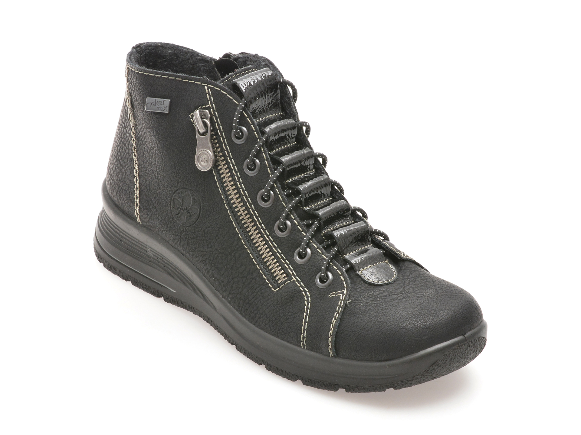 Ghete casual RIEKER negre, L7751, din piele ecologica