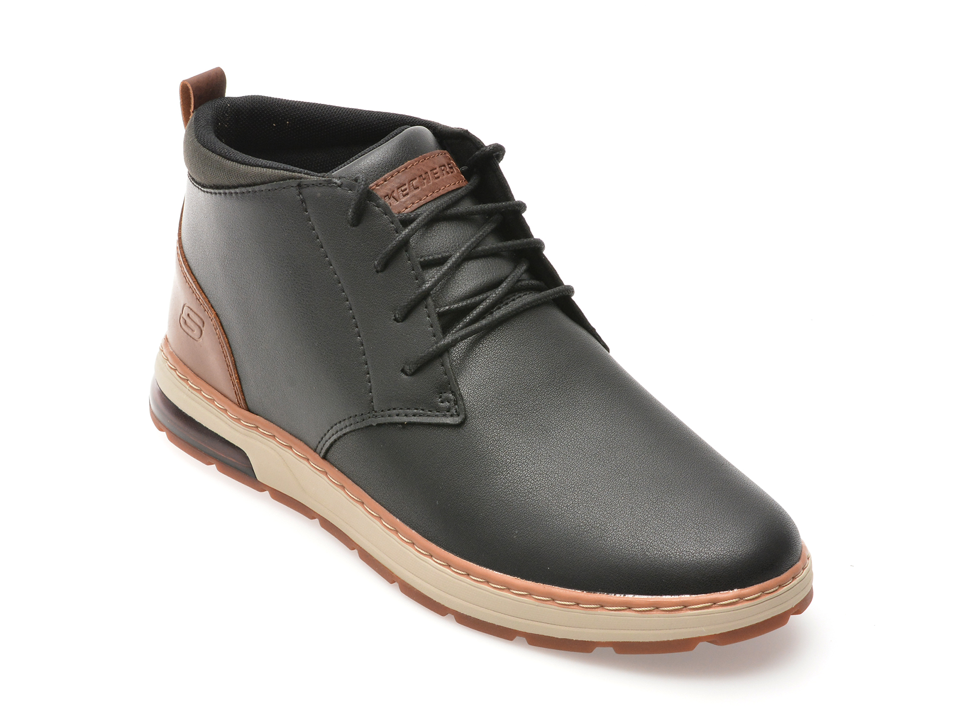 Ghete casual SKECHERS negre, 210141, din piele naturala