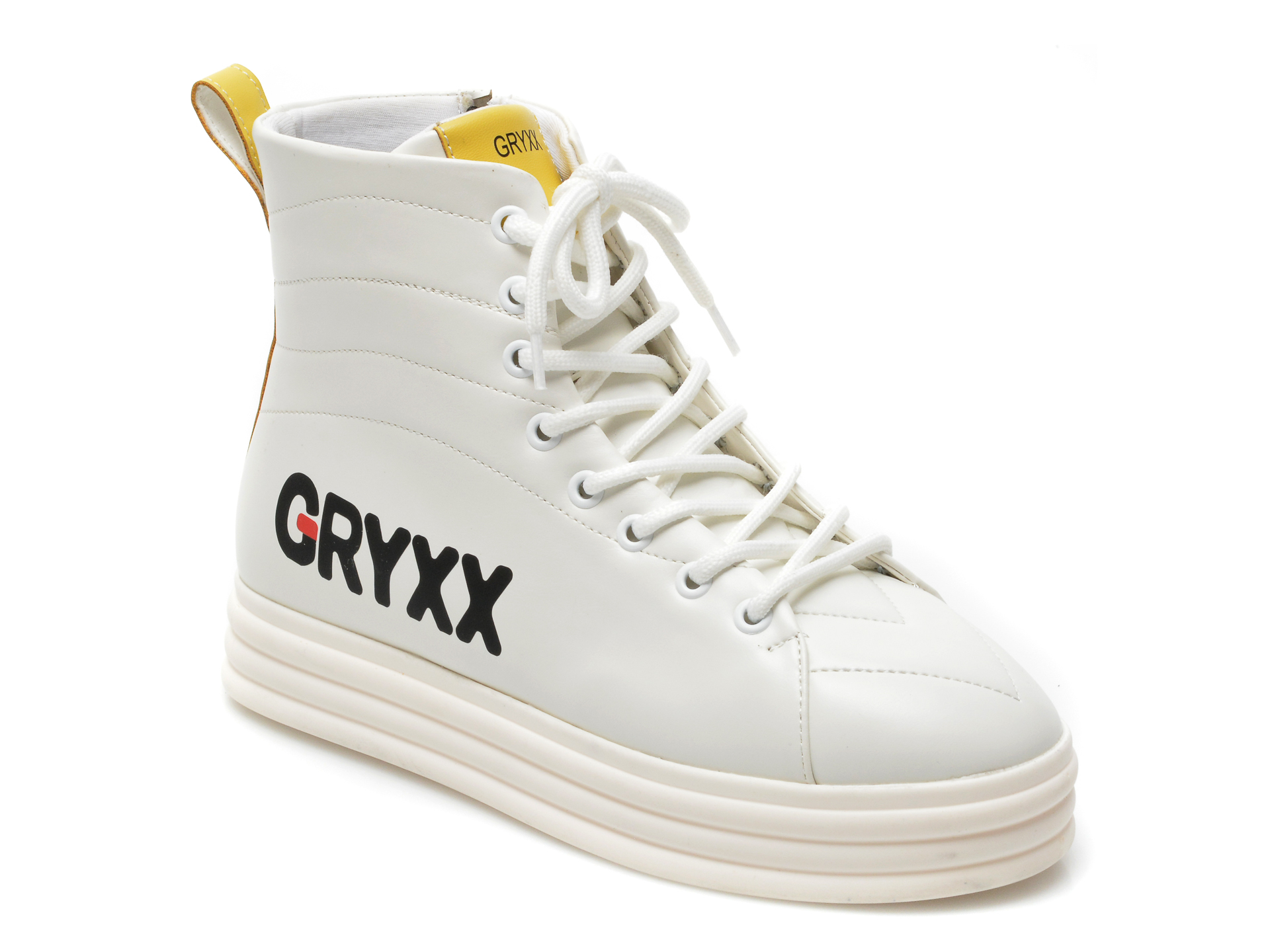 Ghete GRYXX albe, P9B2, din piele ecologica Gryxx