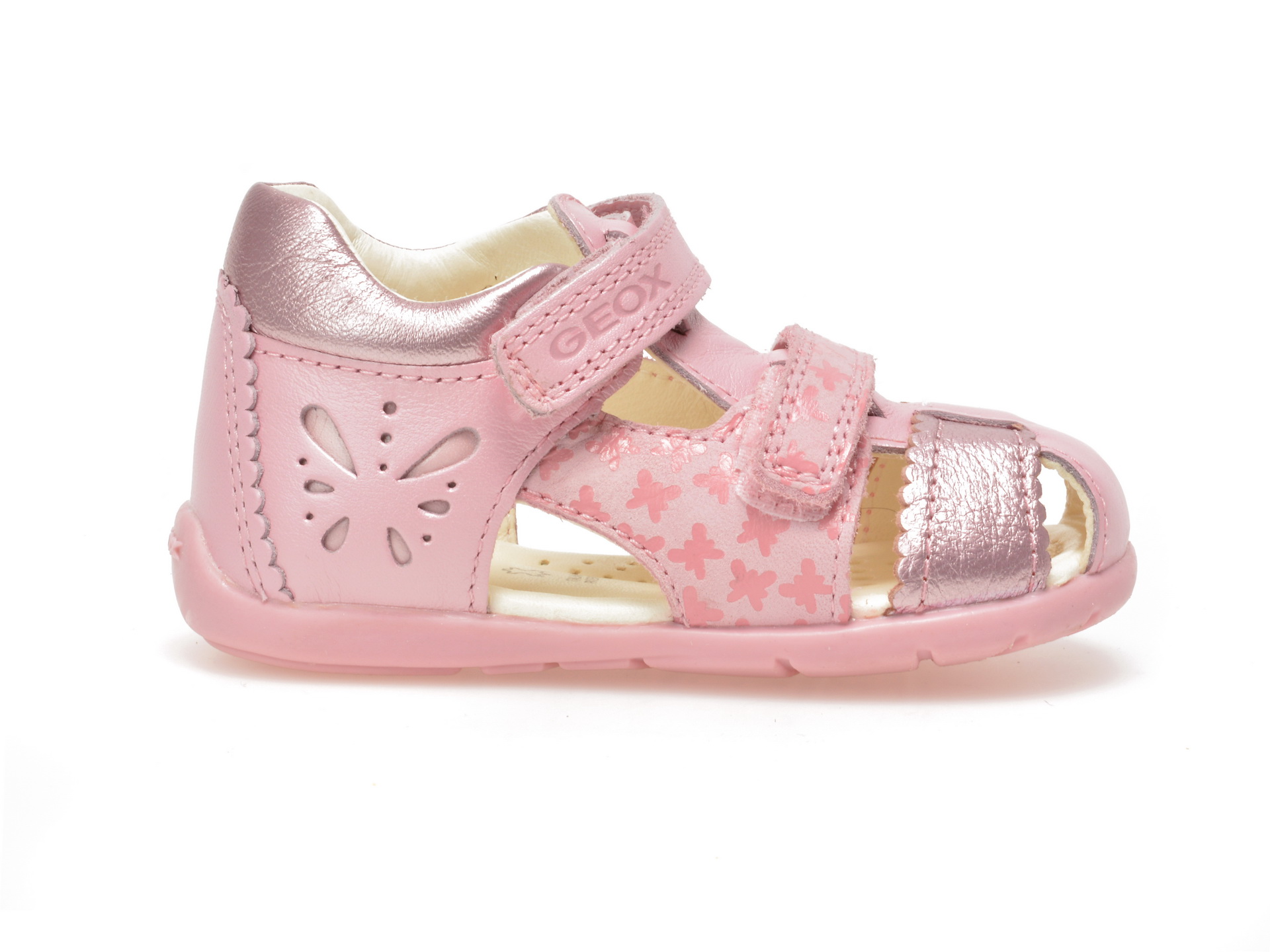 Sandale pentru copii GEOX roz, B7251C, din piele naturala
