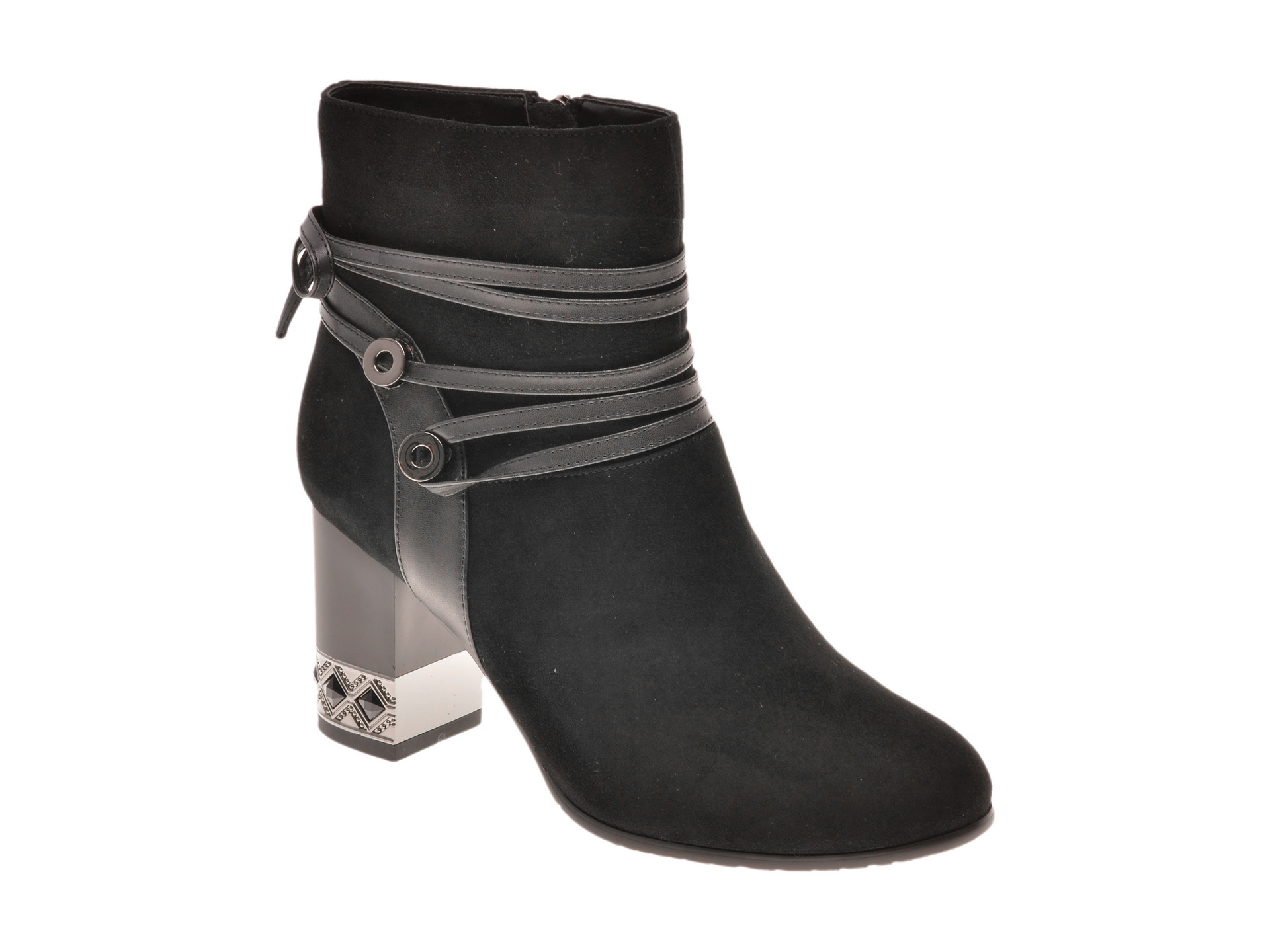 Botine FLAVIA PASSINI negre, B918, din piele intoarsa