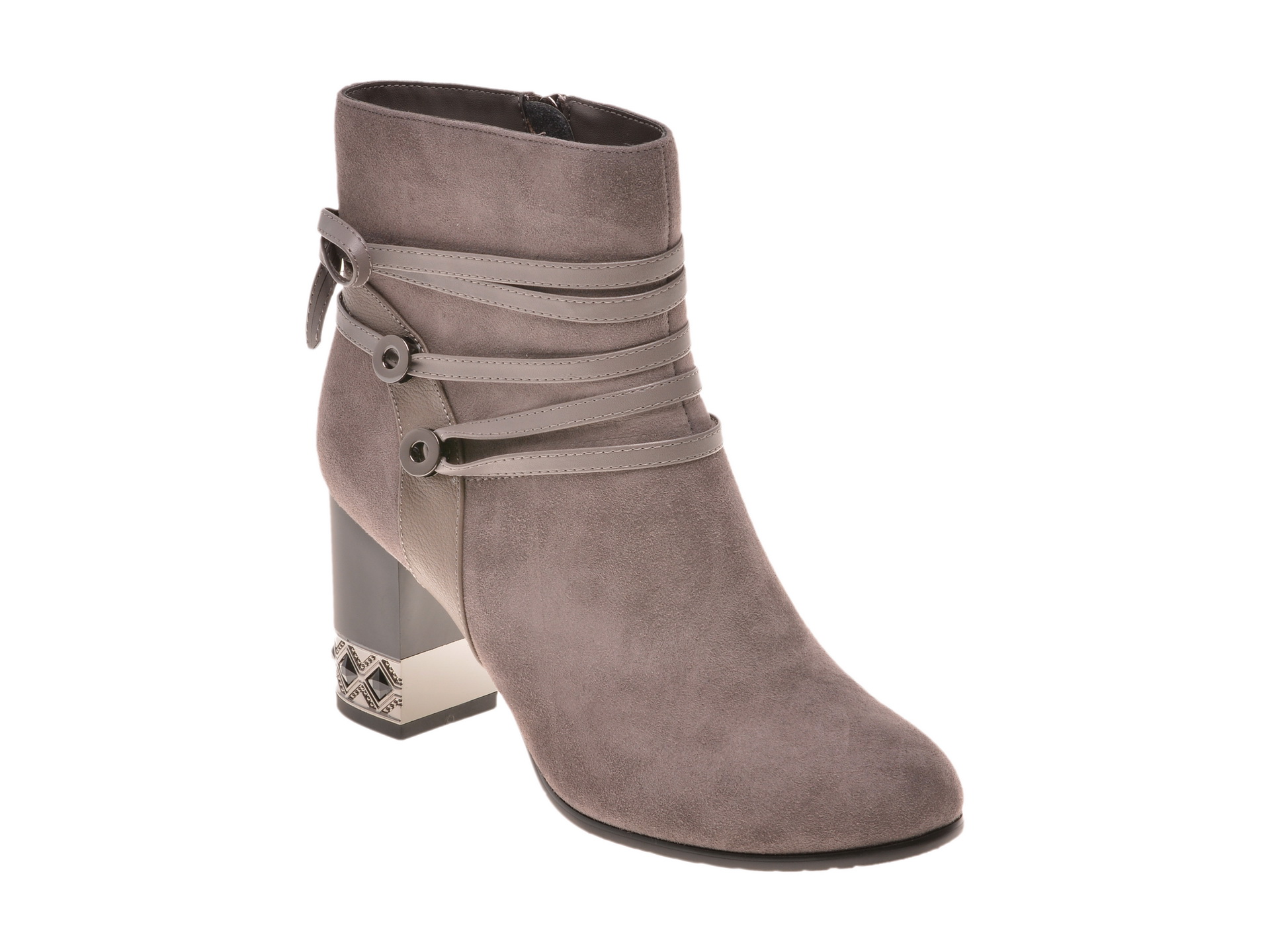 Botine FLAVIA PASSINI gri, B918, din piele intoarsa