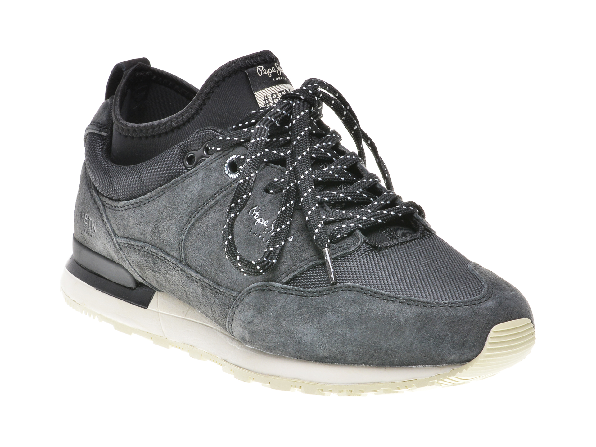 Pantofi sport PEPE JEANS negri, Ms30474, din piele intoarsa si material textil